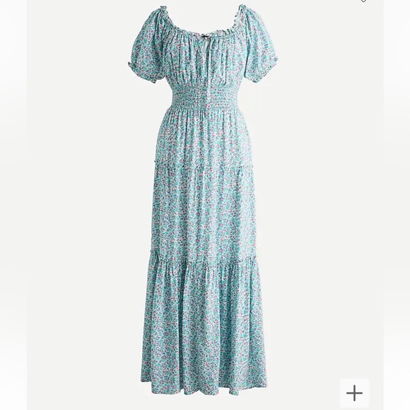 JCREW Puff-sleeve midi dress in floral | size 4 - Picture 1 of 9